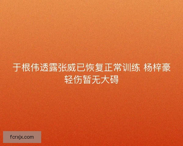 于根伟透露张威已恢复正常训练 杨梓豪轻伤暂无大碍